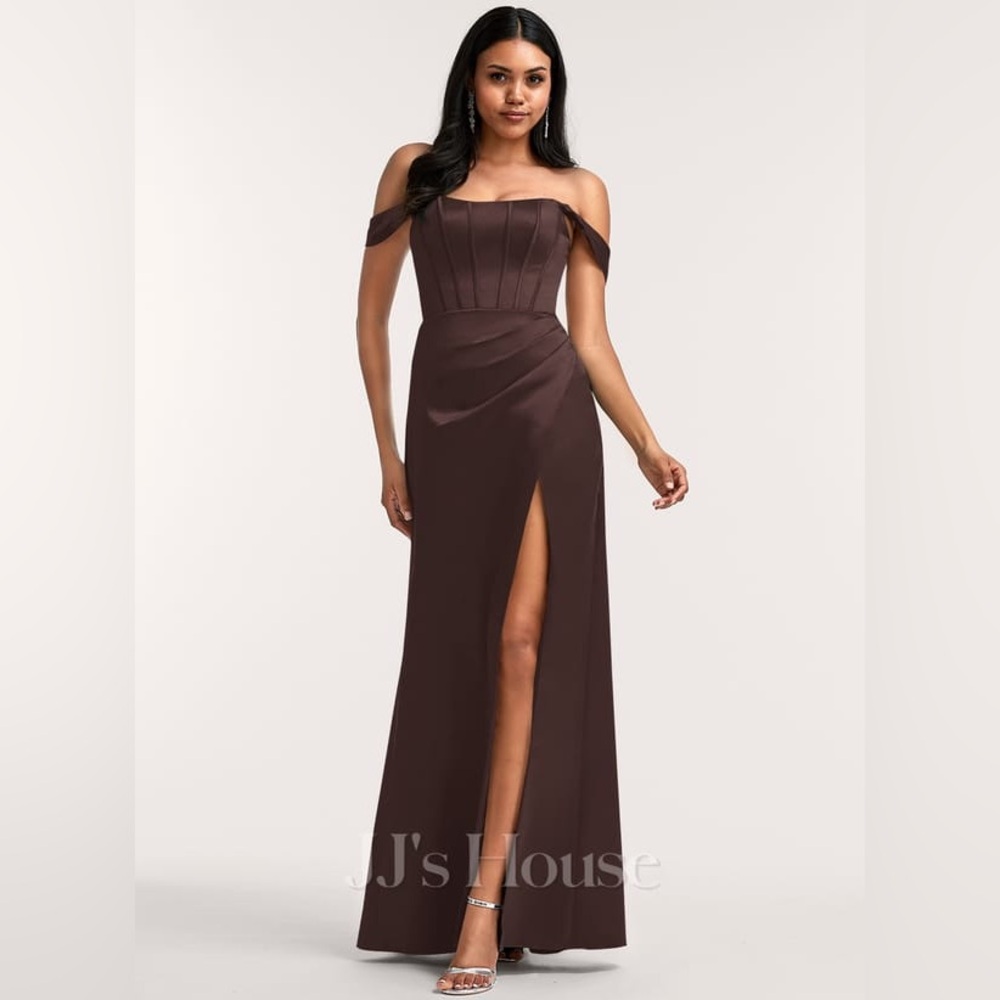 NEW JJs House Strapless Brown Chocolate Satin Gown Size 4 NWT